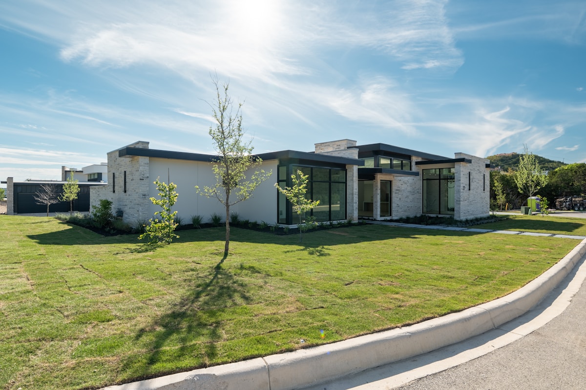 Modern home surrounded by greenery